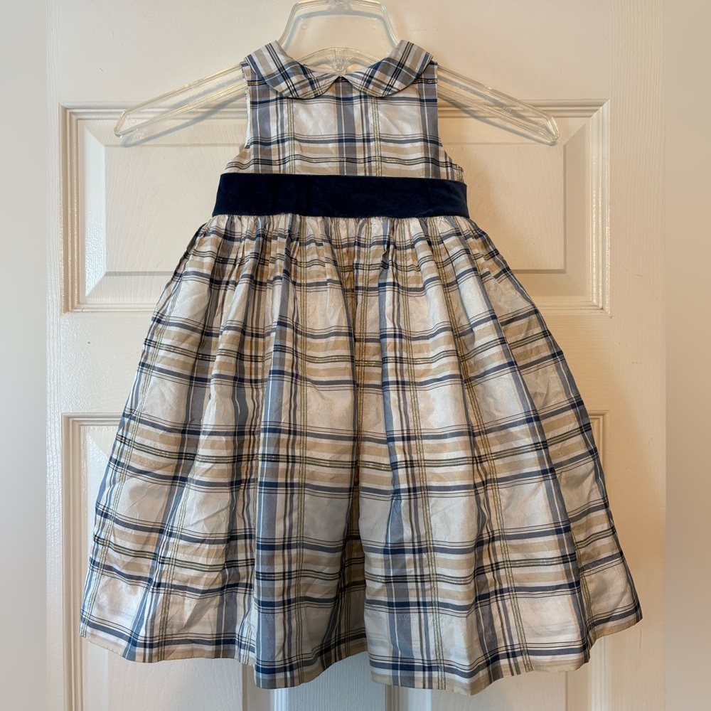 Janie and Jack Silk Blend Plaid Dress with Peter Pan Collar